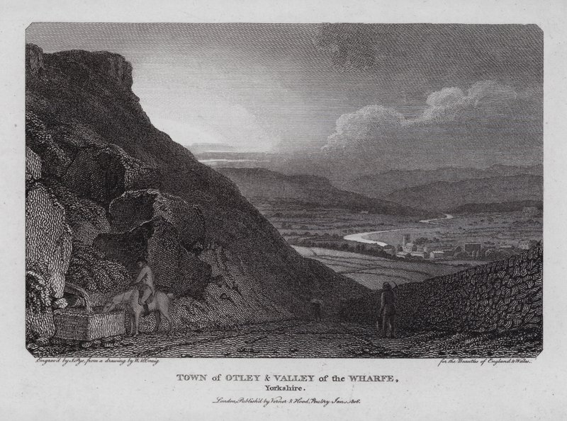 Ciudad de Otley y Valle del Wharfe, Yorkshire (grabado) de William Marshall (after) Craig