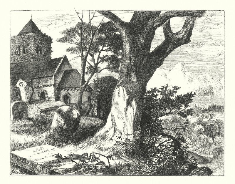 El cementerio del pueblo (grabado) de William Paton Burton