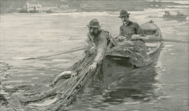 Pescando salmones en el río Fraser, Columbia Británica de William Rainey