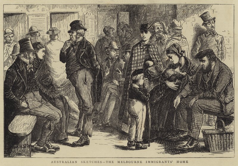 Bocetos australianos, el hogar de inmigrantes de Melbourne de William Ralston