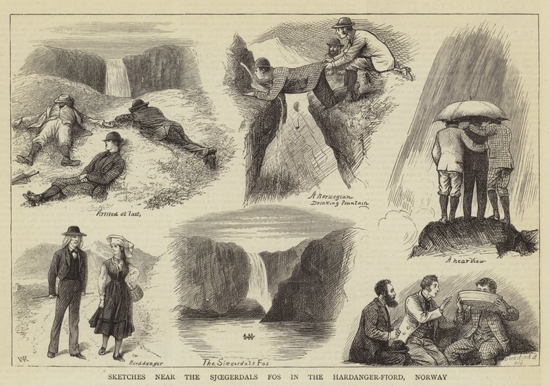 Bocetos cerca del Sjoegerdals Fos en el fiordo de Hardanger, Noruega de William Ralston