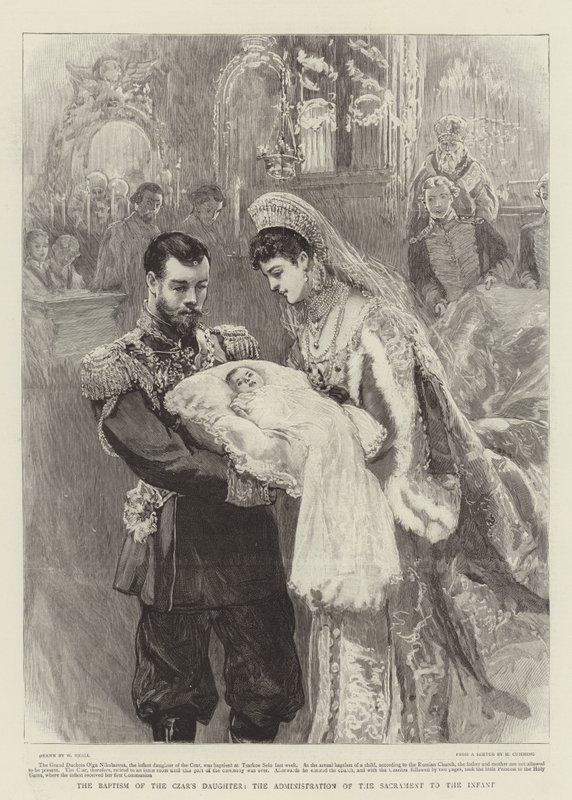 El bautismo de la hija del zar, la administración del sacramento al infante de William Small