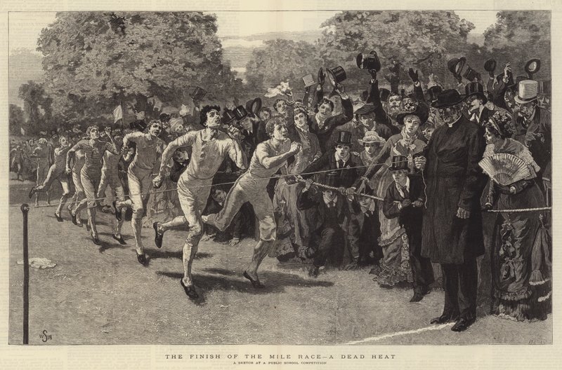 El final de la carrera de una milla, un empate de William Small