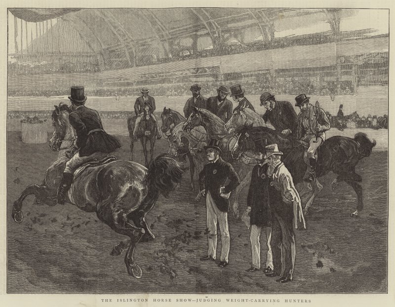 La Exposición de Caballos de Islington, juzgando Cazadores de Peso de William Small