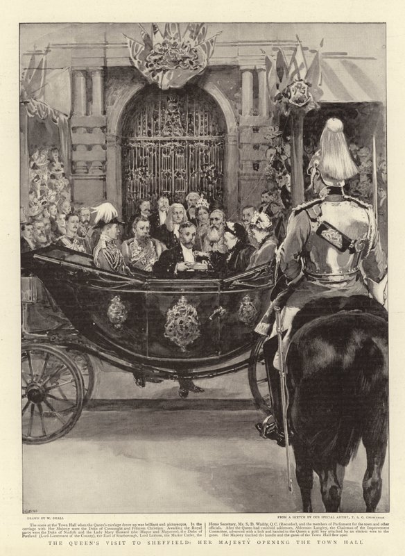 La visita de la Reina a Sheffield, Su Majestad inaugurando el Ayuntamiento de William Small