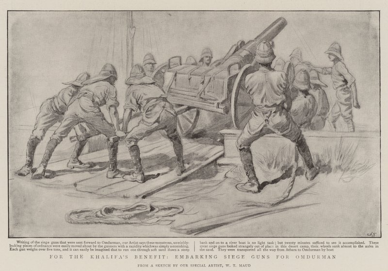 Para el beneficio del Khalifa, embarcando cañones de asedio para Omdurman de William T. Maud