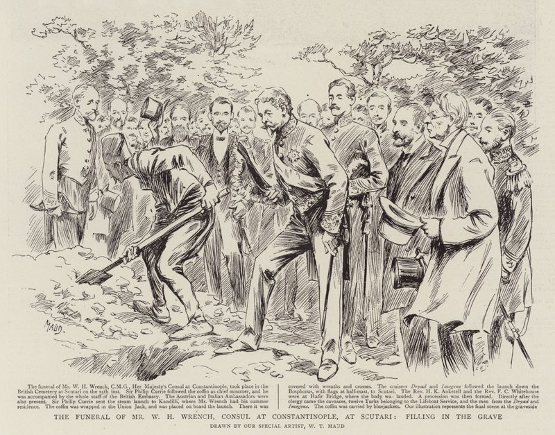 El Funeral del Sr. W H Wrench, Cónsul en Constantinopla, en Scutari, Llenando la Tumba de William T. Maud