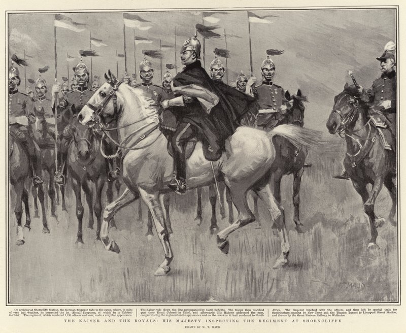 El Kaiser y los Reales, Su Majestad inspeccionando el Regimiento en Shorncliffe de William T. Maud