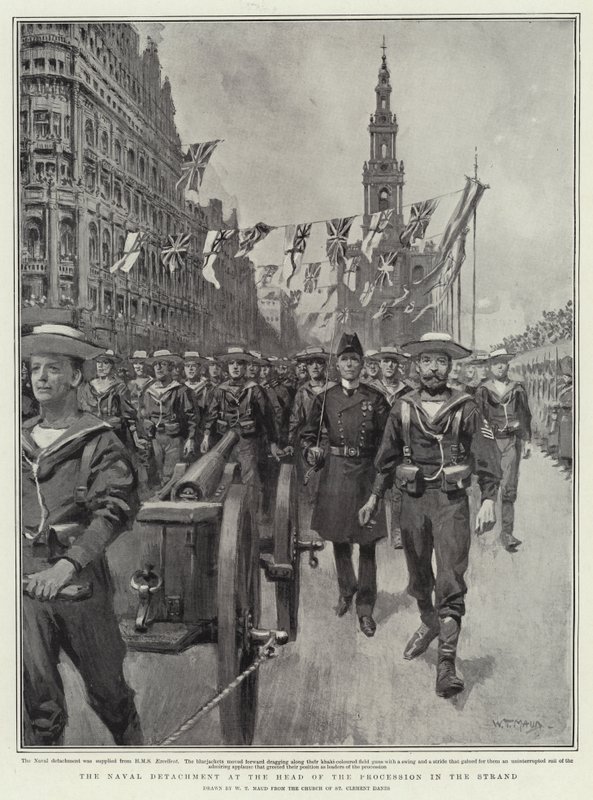 El destacamento naval a la cabeza de la procesión en el Strand de William T. Maud