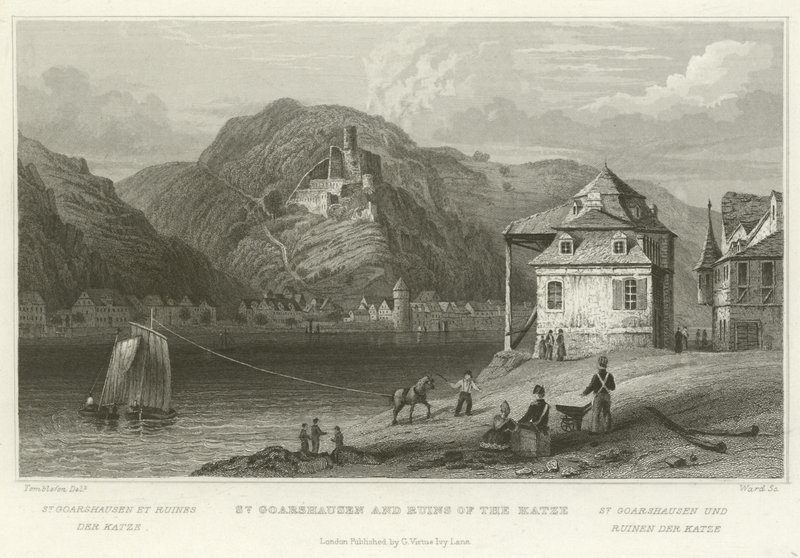 St Goarshausen y ruinas del Katze de William Tombleson