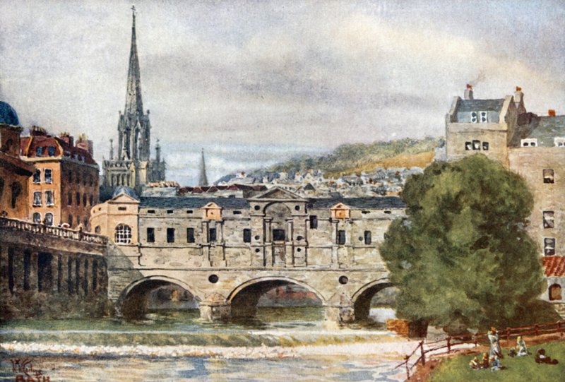 Bath, Pulteney Bridge (litografía en color) de William Wiehe Collins