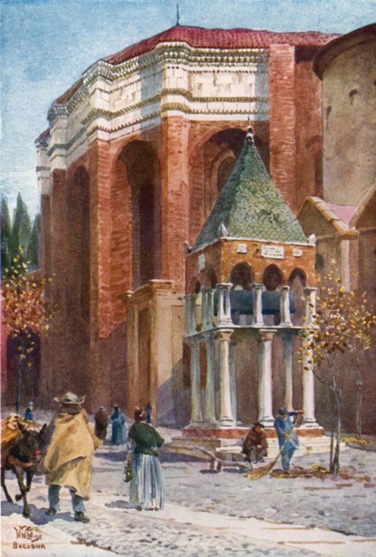Bolonia. S. Domenicol (litografía en color) de William Wiehe Collins