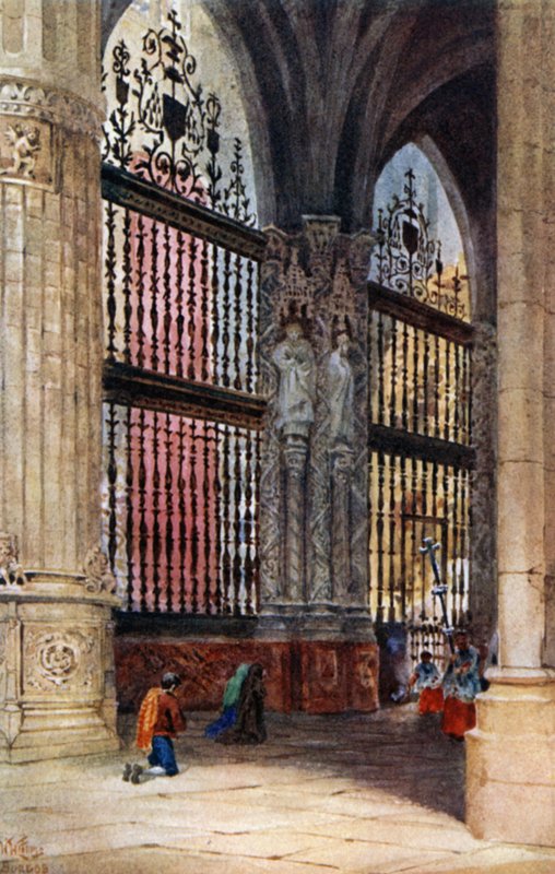 Burgos, la Capilla Mayor (litografía en color) de William Wiehe Collins