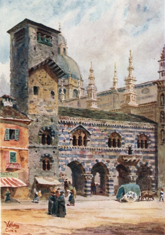 Como. El Brotello y la Catedral (litografía en color) de William Wiehe Collins