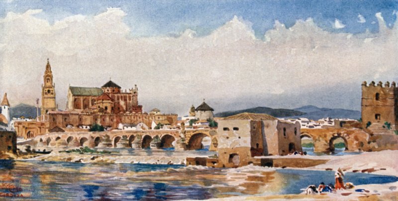 Córdoba, el Puente (litografía en color) de William Wiehe Collins