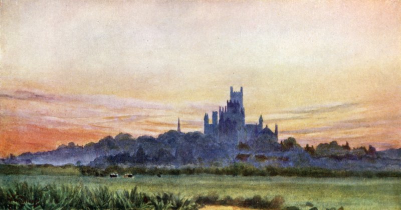Ely from the Fens (litografía en color) de William Wiehe Collins