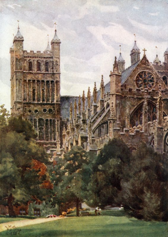 Exeter desde los Jardines del Palacio (litografía en color) de William Wiehe Collins