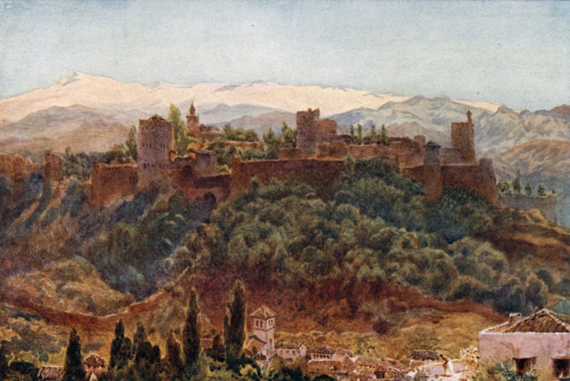 Granada, la Alhambra (litografía en color) de William Wiehe Collins