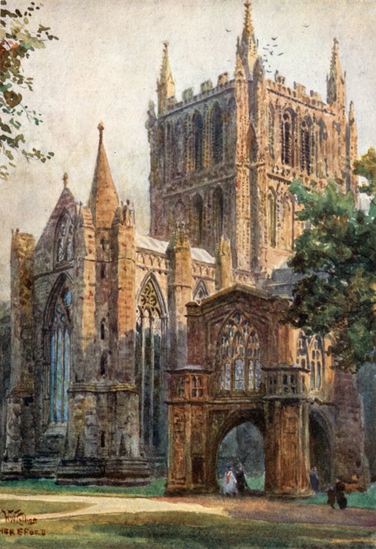 Hereford, el transepto norte (litografía en color) de William Wiehe Collins