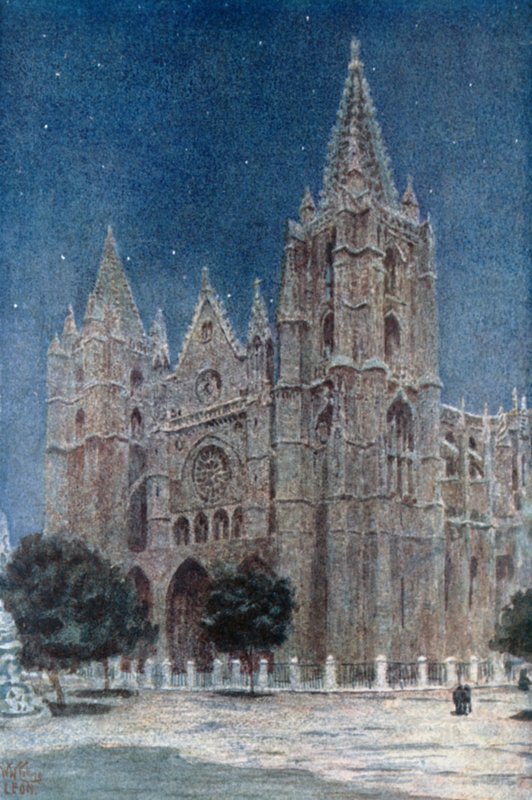 León, la Catedral (litografía en color) de William Wiehe Collins