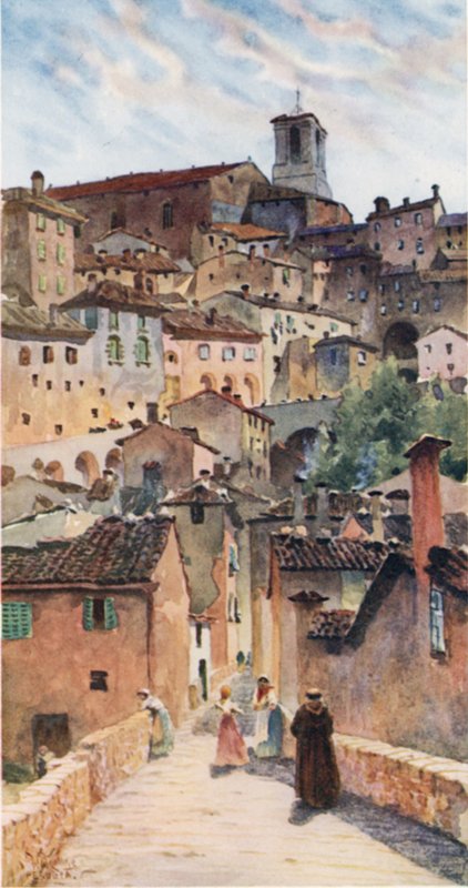 Perugia. La catedral y el casco antiguo (litografía en color) de William Wiehe Collins