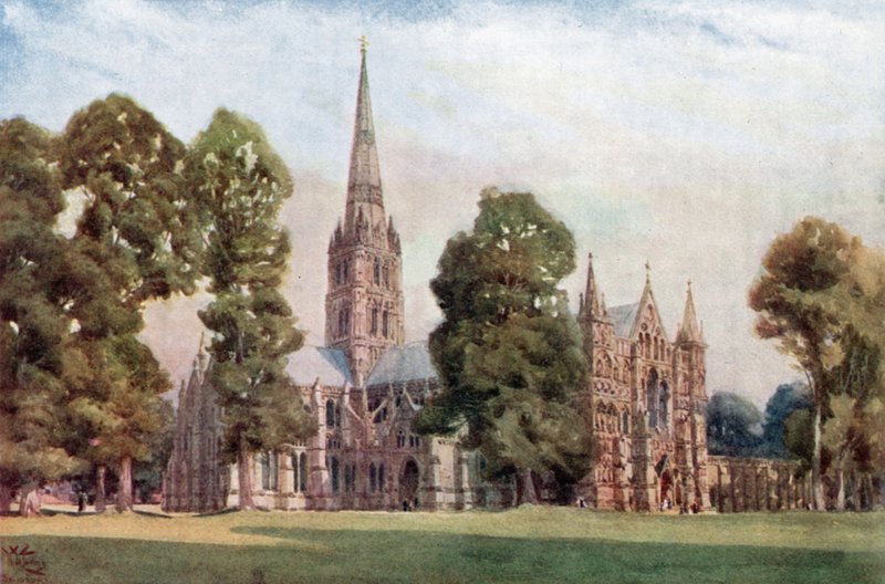 Salisbury, la Catedral (litografía en color) de William Wiehe Collins