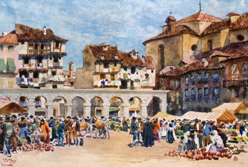 Segovia, Plaza Mayor (colour litho) de William Wiehe Collins