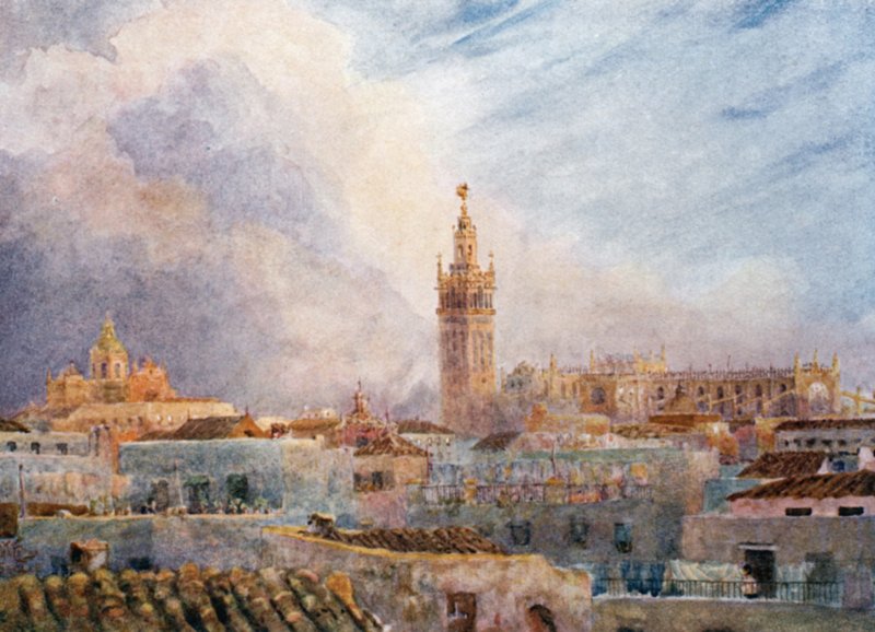 Sevilla, vista sobre la ciudad (litografía en color) de William Wiehe Collins