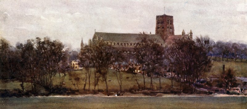 Albans desde las murallas de Old Verulam (litografía en color) de William Wiehe Collins