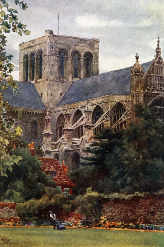 Winchester desde el jardín del decanato (litografía en color) de William Wiehe Collins