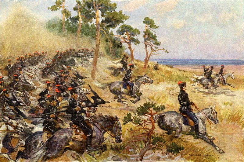 1º Húsares alemanes en ejercicios de Wojciech Kossak