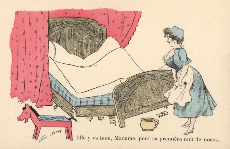 Criada ordenando una cama desgastada de Xavier Sager