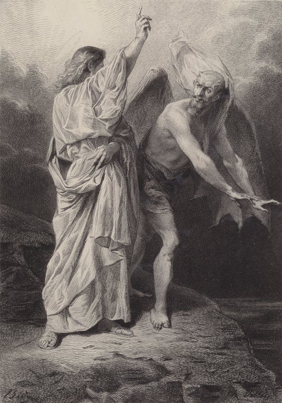 Cristo tentado por el diablo de after Albert Robida