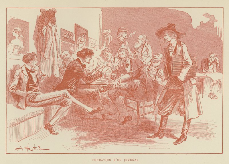 Fundación de un periódico de after Albert Robida
