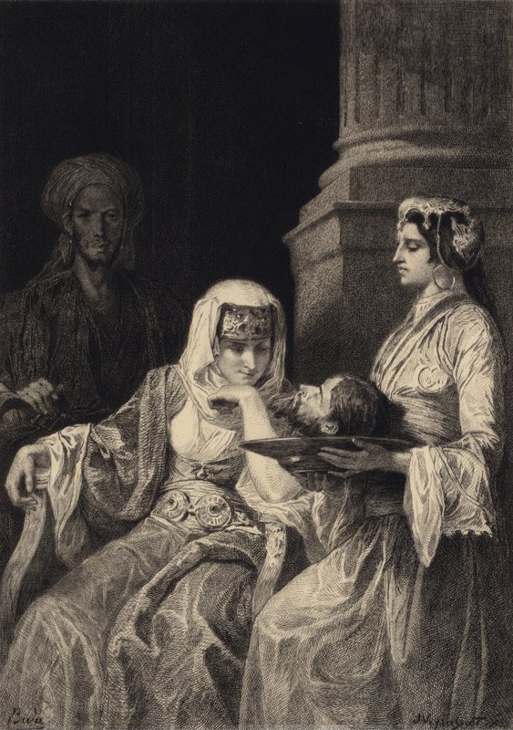Herodías y la cabeza de Juan el Bautista de after Albert Robida