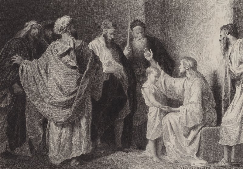 Jesús y un niño de after Albert Robida