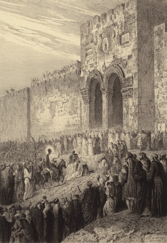 Jesús entrando en Jerusalén de after Albert Robida