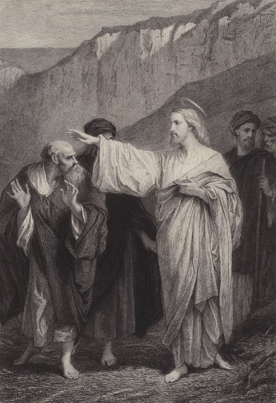 Jesús da su encargo a Pedro de after Albert Robida