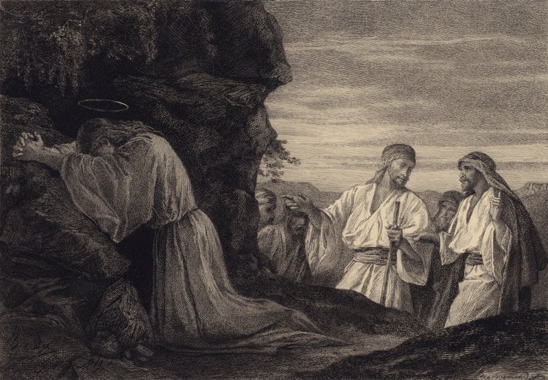 Jesús en oración de after Albert Robida