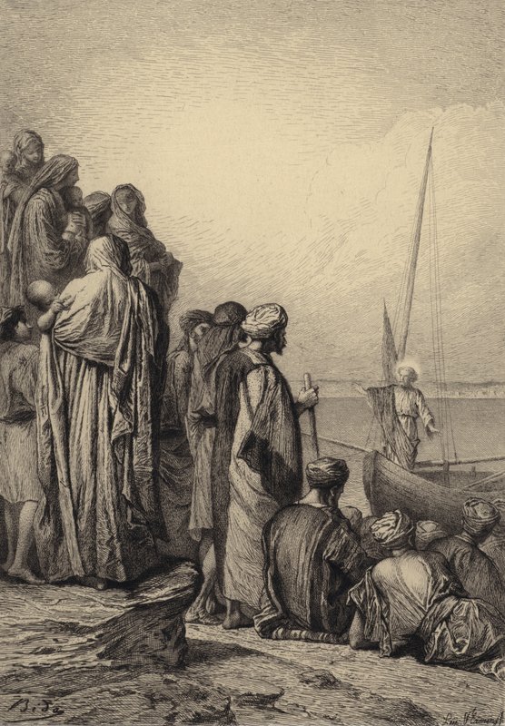 Jesús enseña en un barco de after Albert Robida