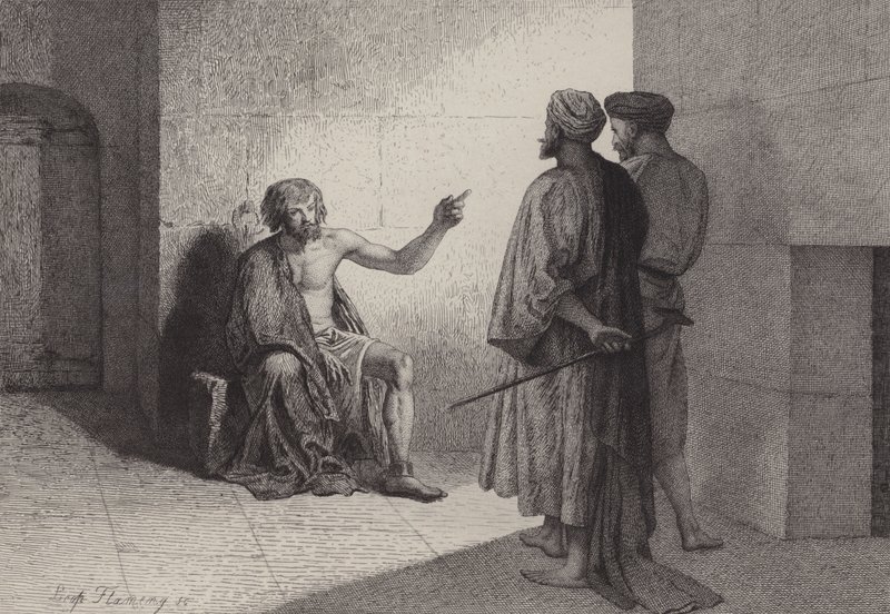 Juan el Bautista en prisión de after Albert Robida