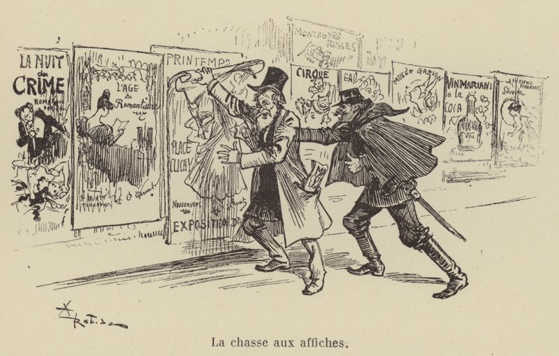 La caza de carteles de after Albert Robida
