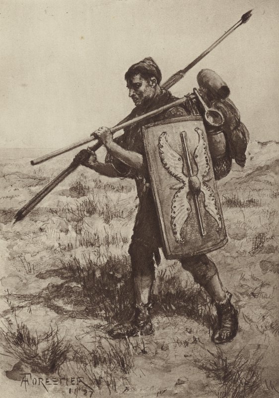 El Impeditus, o soldado de infantería completamente equipado de after Amedee Forestier