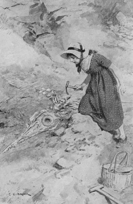 En Lyme Regis, Mary Anning, de 12 años, encuentra el primer Ichthyosaurus hallado en Inglaterra de after Charles Edmund Brock