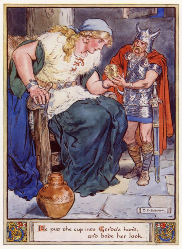 Puso la copa en la mano de Gerda y le pidió que mirara de after Charles Edmund Brock