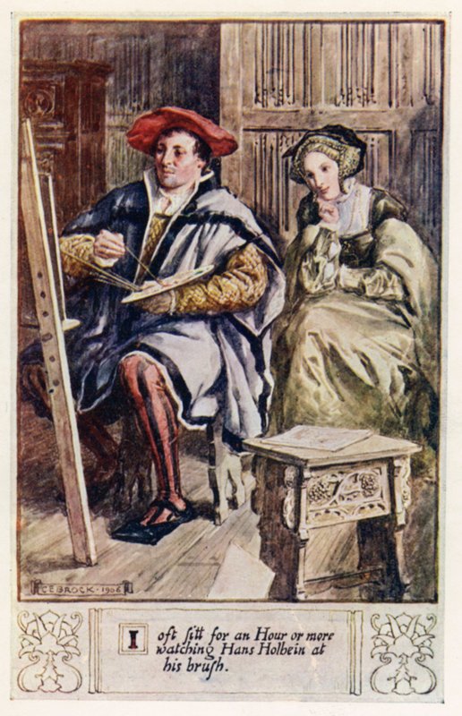 A menudo me siento por una hora o más viendo a Hans Holbein con su pincel de after Charles Edmund Brock