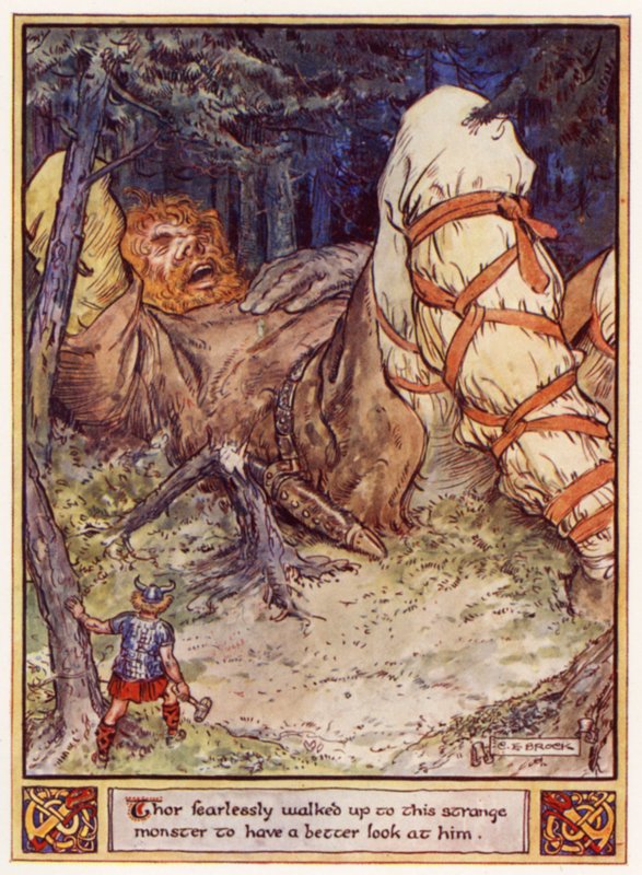 Thor caminó sin miedo hacia este extraño monstruo para verlo mejor de after Charles Edmund Brock