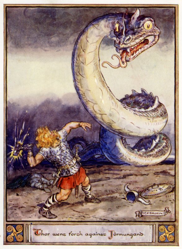 Thor salió contra Jormungand de after Charles Edmund Brock