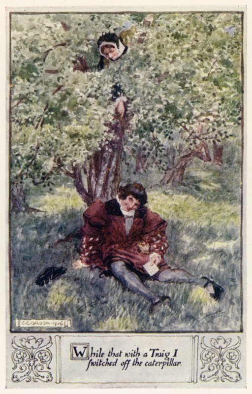 Mientras con una ramita apartaba la oruga de after Charles Edmund Brock