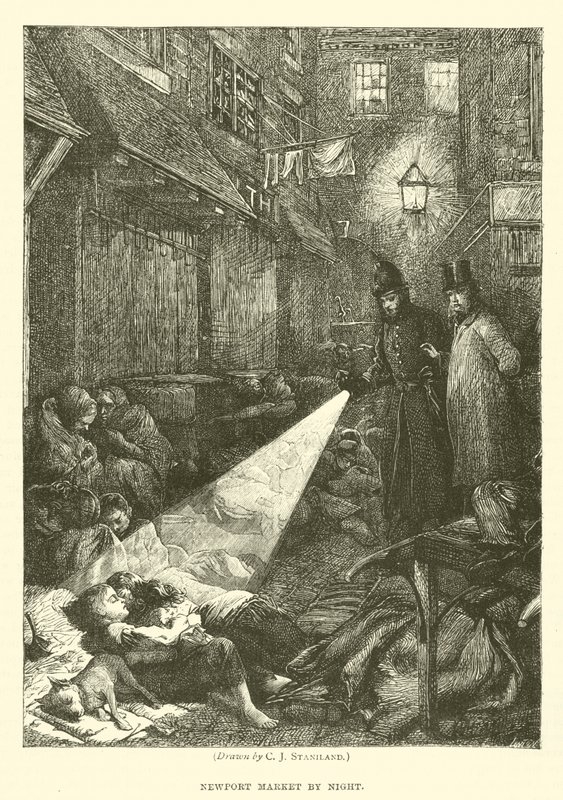 Mercado de Newport por la noche de after Charles J. Staniland